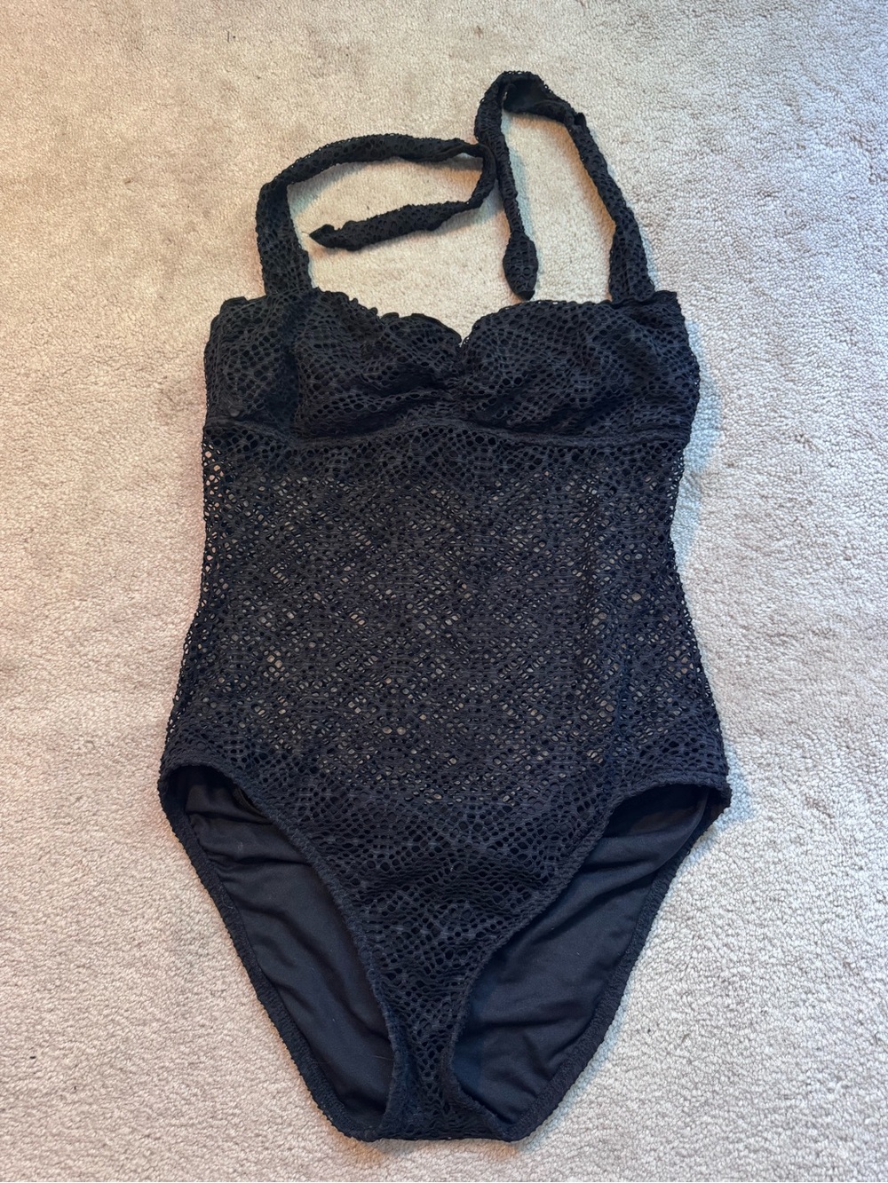 Mossimo Supply Co. Black Crochet One-Piece Swimsuit - Halter